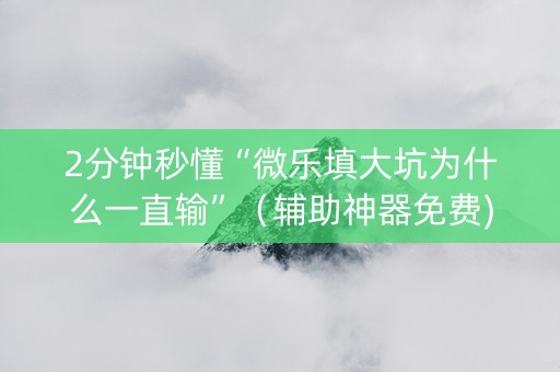2分钟秒懂“微乐填大坑为什么一直输”（辅助神器免费)