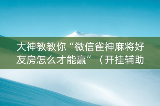大神教教你“微信雀神麻将好友房怎么才能赢”（开挂辅助器插件)