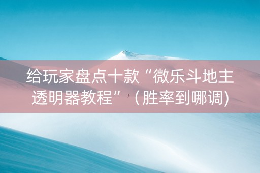 给玩家盘点十款“微乐斗地主透明器教程”（胜率到哪调)