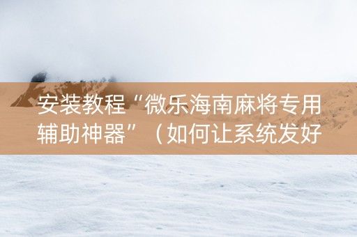 安装教程“微乐海南麻将专用辅助神器”（如何让系统发好牌)