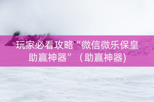 玩家必看攻略“微信微乐保皇助赢神器”（助赢神器)