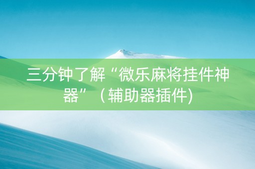 三分钟了解“微乐麻将挂件神器”（辅助器插件)