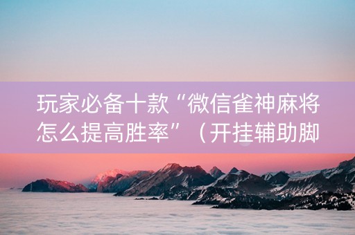 玩家必备十款“微信雀神麻将怎么提高胜率”（开挂辅助脚本)