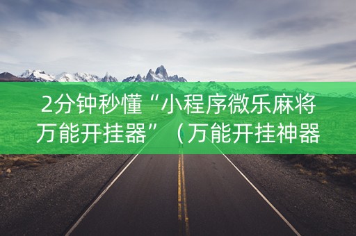 2分钟秒懂“小程序微乐麻将万能开挂器”（万能开挂神器)