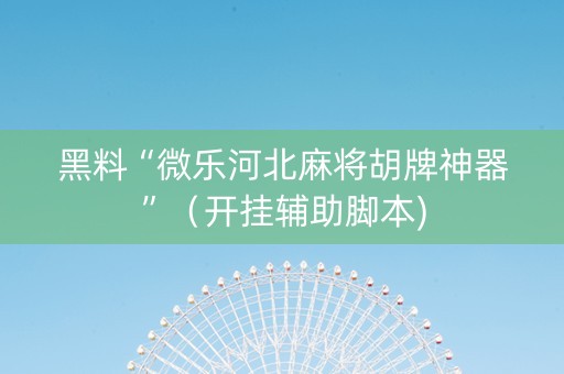 黑料“微乐河北麻将胡牌神器”（开挂辅助脚本)