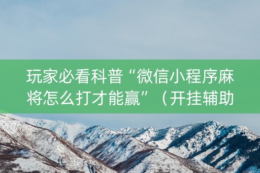 玩家必看科普“微信小程序麻将怎么打才能赢”（开挂辅助插件)