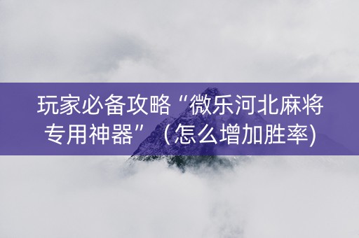 玩家必备攻略“微乐河北麻将专用神器”（怎么增加胜率)