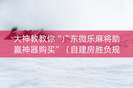 大神教教你“广东微乐麻将助赢神器购买”（自建房胜负规律)