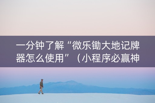 一分钟了解“微乐锄大地记牌器怎么使用”（小程序必赢神器)