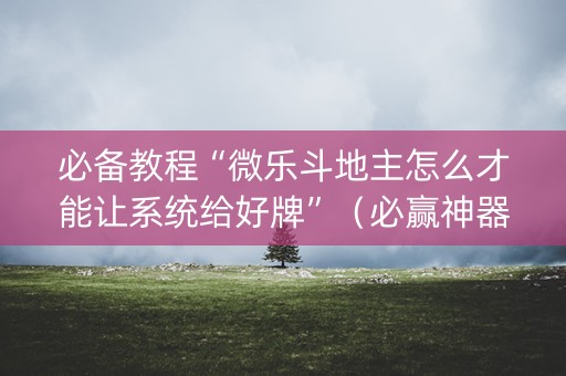 必备教程“微乐斗地主怎么才能让系统给好牌”（必赢神器辅助器)