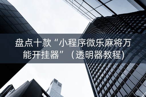 盘点十款“小程序微乐麻将万能开挂器”（透明器教程)
