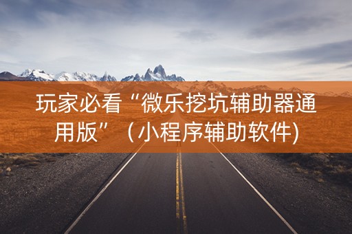 玩家必看“微乐挖坑辅助器通用版”（小程序辅助软件)