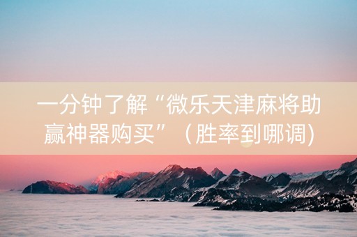 一分钟了解“微乐天津麻将助赢神器购买”（胜率到哪调)