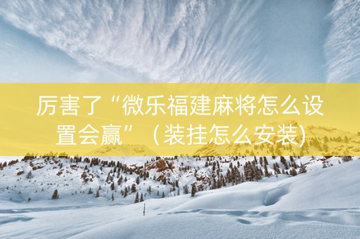 厉害了“微乐福建麻将怎么设置会赢”（装挂怎么安装)