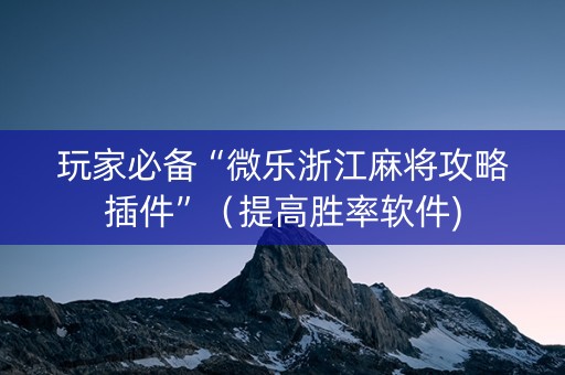 玩家必备“微乐浙江麻将攻略插件”（提高胜率软件)