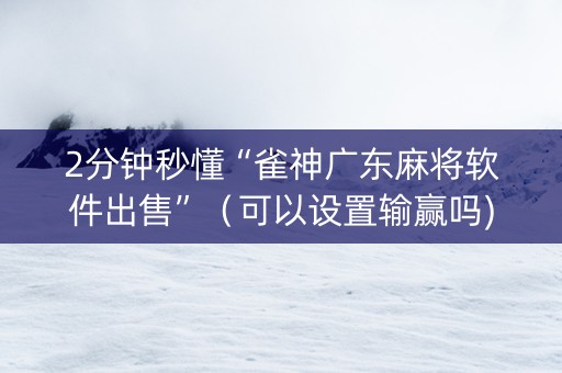 2分钟秒懂“雀神广东麻将软件出售”（可以设置输赢吗)