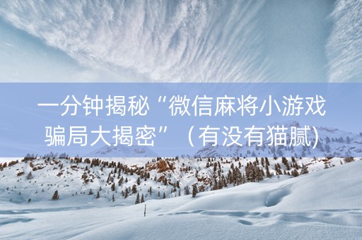 一分钟揭秘“微信麻将小游戏骗局大揭密”（有没有猫腻)