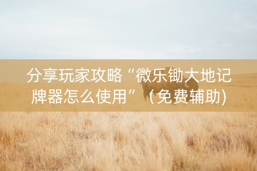 分享玩家攻略“微乐锄大地记牌器怎么使用”（免费辅助)