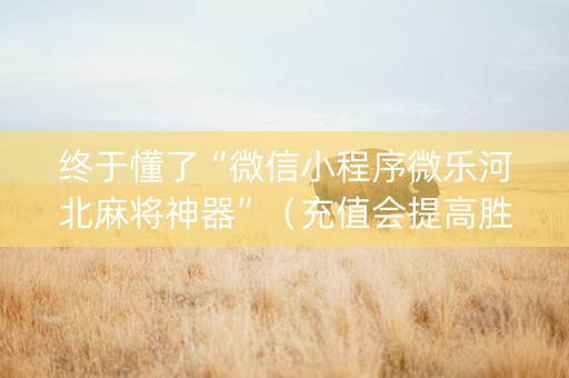 终于懂了“微信小程序微乐河北麻将神器”（充值会提高胜率么)