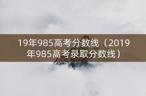 19年985高考分数线（2019年985高考录取分数线）