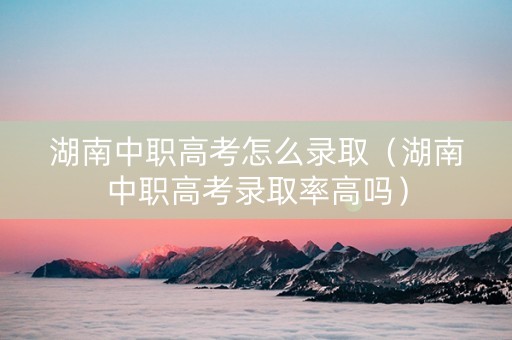 湖南中职高考怎么录取（湖南中职高考录取率高吗）