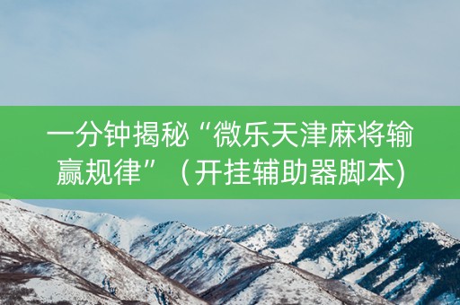 一分钟揭秘“微乐天津麻将输赢规律”（开挂辅助器脚本)