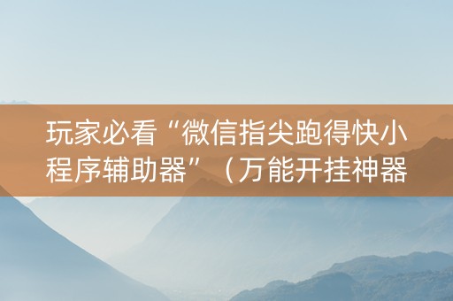 玩家必看“微信指尖跑得快小程序辅助器”（万能开挂神器)
