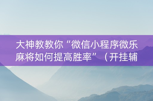 大神教教你“微信小程序微乐麻将如何提高胜率”（开挂辅助插件)