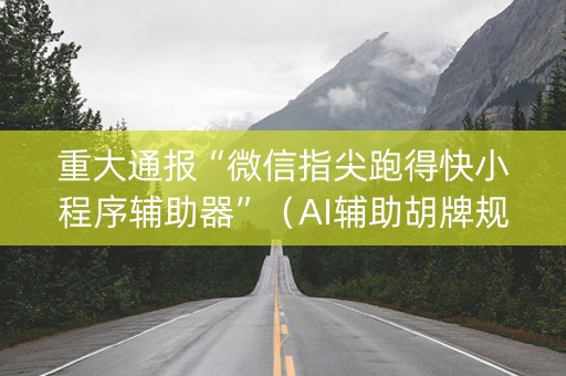 重大通报“微信指尖跑得快小程序辅助器”（AI辅助胡牌规则)