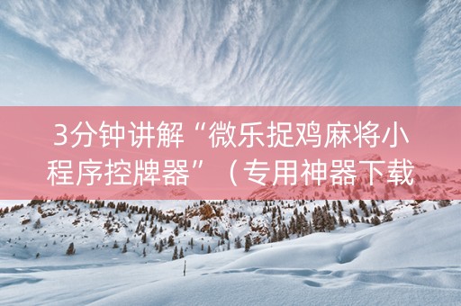 3分钟讲解“微乐捉鸡麻将小程序控牌器”（专用神器下载)