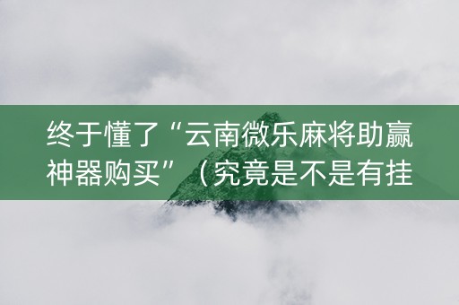 终于懂了“云南微乐麻将助赢神器购买”（究竟是不是有挂)