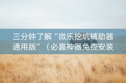 三分钟了解“微乐挖坑辅助器通用版”（必赢神器免费安装)