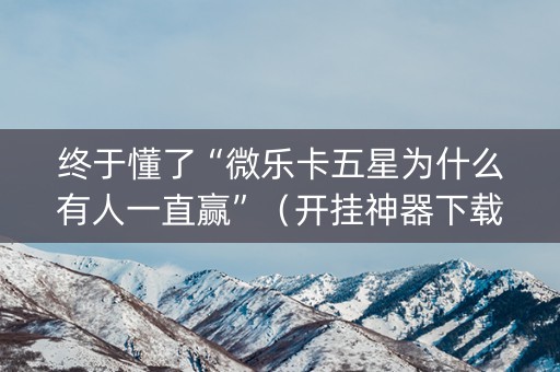 终于懂了“微乐卡五星为什么有人一直赢”（开挂神器下载)