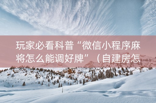 玩家必看科普“微信小程序麻将怎么能调好牌”（自建房怎么拿好牌)