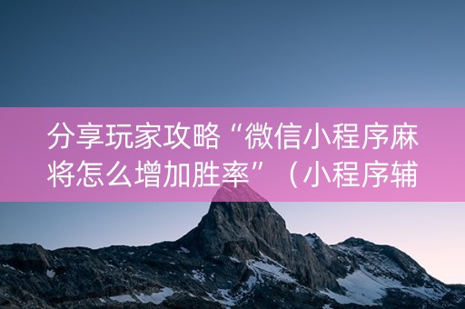 分享玩家攻略“微信小程序麻将怎么增加胜率”（小程序辅助软件)