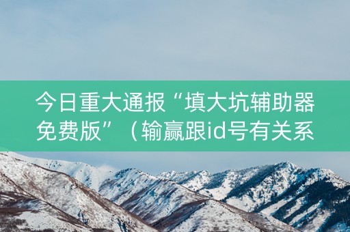 今日重大通报“填大坑辅助器免费版”（输赢跟id号有关系吗)