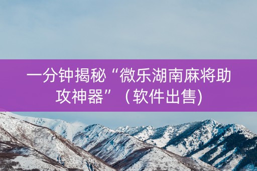 一分钟揭秘“微乐湖南麻将助攻神器”（软件出售)