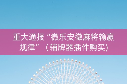 重大通报“微乐安徽麻将输赢规律”（辅牌器插件购买)