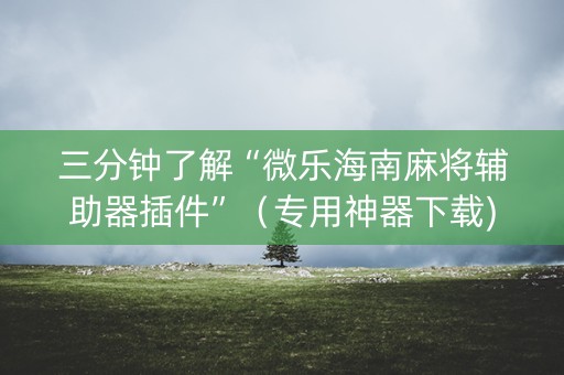 三分钟了解“微乐海南麻将辅助器插件”（专用神器下载)