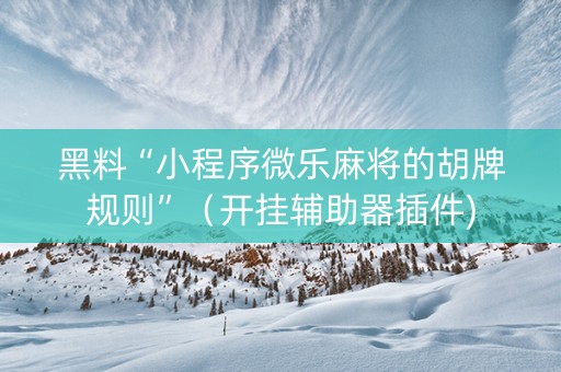 黑料“小程序微乐麻将的胡牌规则”（开挂辅助器插件)