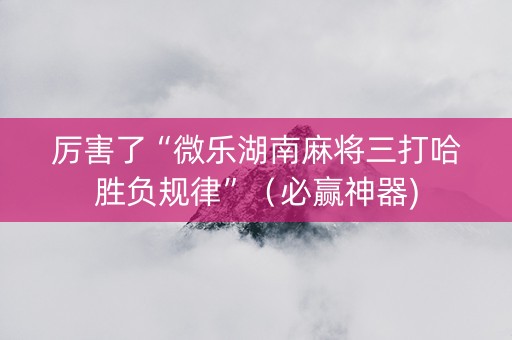 厉害了“微乐湖南麻将三打哈胜负规律”（必赢神器)
