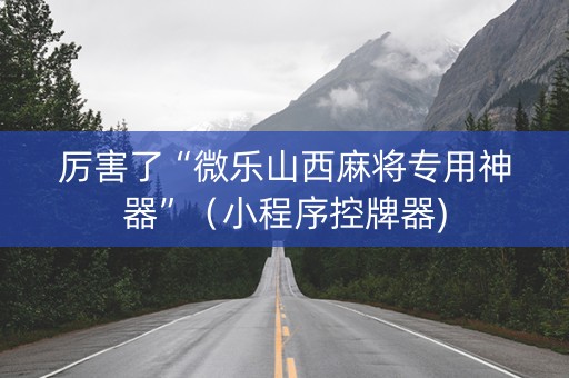 厉害了“微乐山西麻将专用神器”（小程序控牌器)