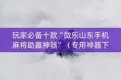 玩家必备十款“微乐山东手机麻将助赢神器”（专用神器下载)
