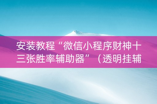 安装教程“微信小程序财神十三张胜率辅助器”（透明挂辅助器)