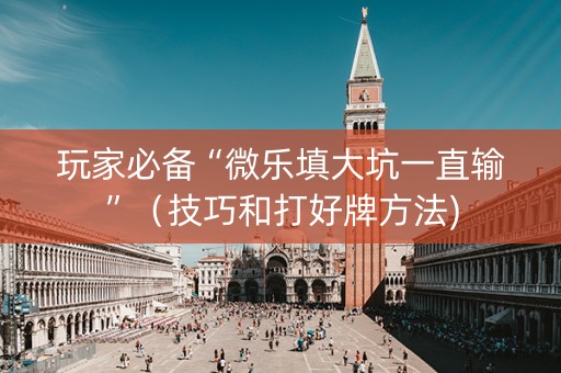 玩家必备“微乐填大坑一直输”（技巧和打好牌方法)