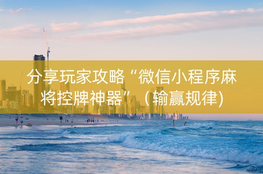分享玩家攻略“微信小程序麻将控牌神器”（输赢规律)