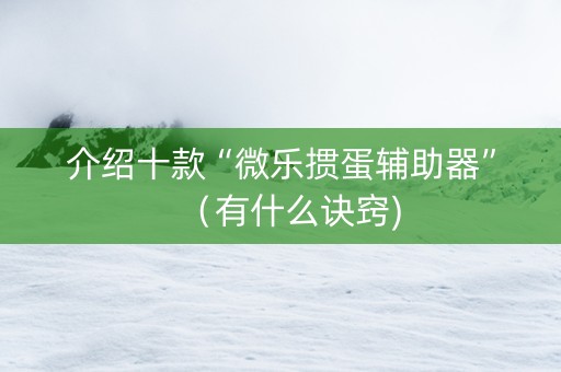 介绍十款“微乐掼蛋辅助器”（有什么诀窍)