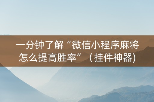 一分钟了解“微信小程序麻将怎么提高胜率”（挂件神器)