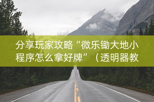 分享玩家攻略“微乐锄大地小程序怎么拿好牌”（透明器教程)