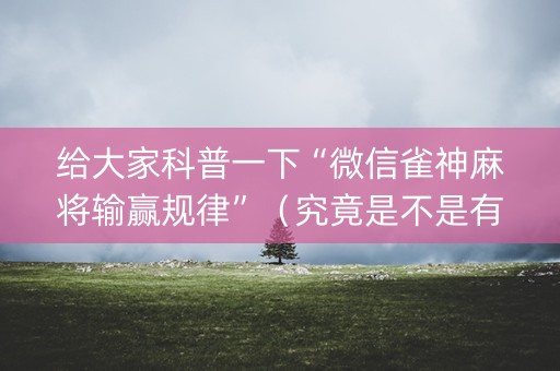 给大家科普一下“微信雀神麻将输赢规律”（究竟是不是有挂)